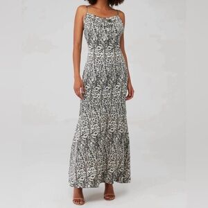 ELLIATT Autonomy Black & White Print Cowl Neck Backless Party Maxi‎ Dress Formal